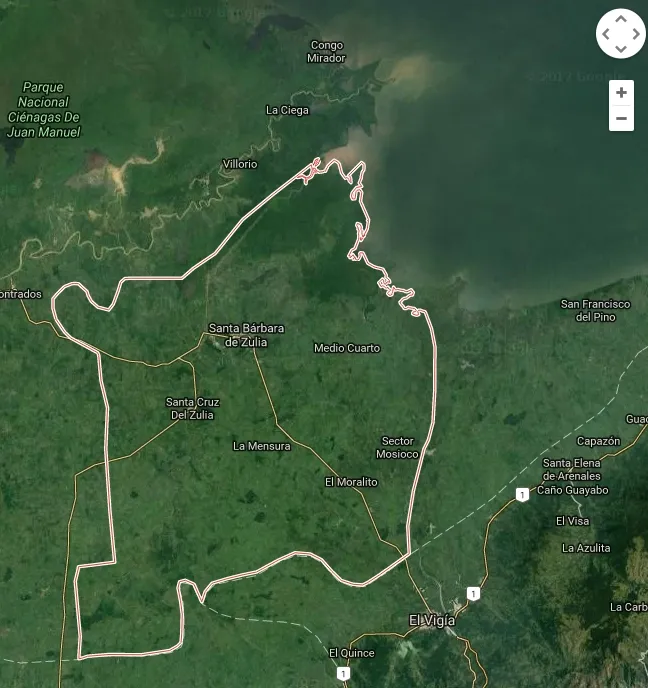 Detailed map of South Lake Maracaibo geographical location in Venezuela